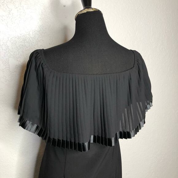 Frank Lyman Design black pleated shoulder overlay sheath dress size 6 - Picture 10 of 13